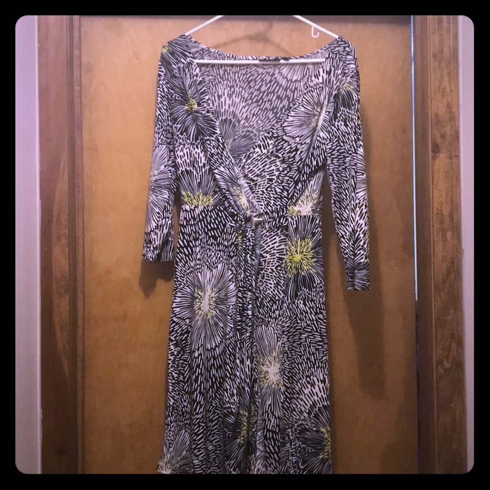 Super comfortable and flattering wrap dress.